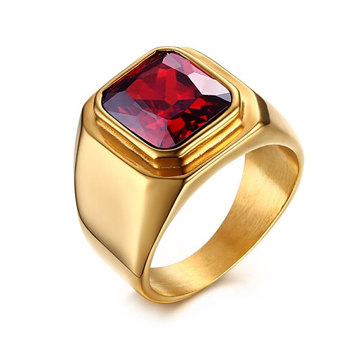 

Band Ring AAA Cubic Zirconia Solitaire Golden Stainless Steel Zircon Cubic Zirconia Love Personalized 8 9 10 11 / Men's / Gold Plated / Statement Ring