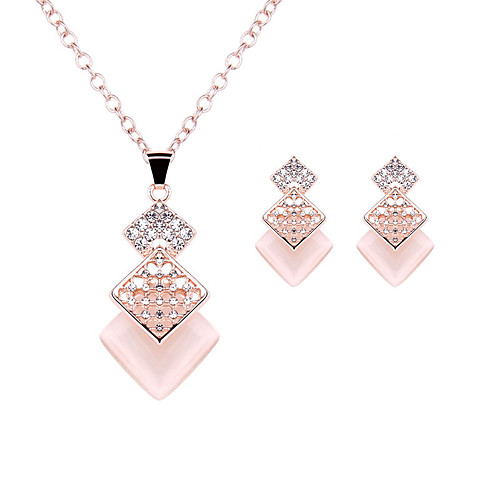 

Women's Crystal Jewelry Set Ladies Luxury Fashion Elegant Imitation Diamond Earrings Jewelry Rose Gold For Wedding Party Daily Casual