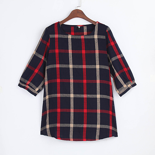 

Women's T shirt Color Block Plus Size Pleated Daily Tops Red
