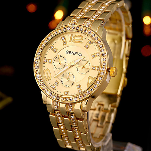 

Geneva Women's Ladies Luxury Watches Wrist Watch Diamond Watch Quartz Silver / Gold / Rose Gold Cool Analog Charm Sparkle - Gold Gray Rose Gold One Year Battery Life / SSUO 377