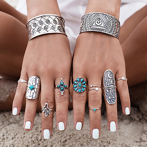 

Band Ring Turquoise Geometrical Silver Turquoise Alloy Flower Ladies Personalized Unusual / Women's