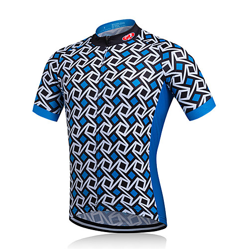 

Fastcute Men's Short Sleeve Cycling Jersey Cycling Jacket Summer Polyester Plaid Checkered Bike Jersey Mountain Bike MTB Road Bike Cycling Quick Dry Breathable Back Pocket Sports Clothing Apparel