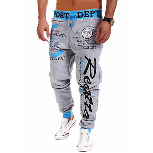 

Men's Active Cotton Loose Sport Casual Sports Loose Active Relaxed Pants Print Letter Full Length Black Red Blue / Weekend