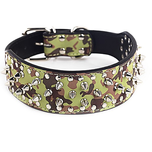 

Dog Collar Adjustable / Retractable Studded Rock PU Leather Purple Green Brown