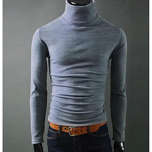 

Men's Tank Tee T shirt Solid Colored Long Sleeve Daily Slim Tops Basic Turtleneck Wine Purple Black / Sports
