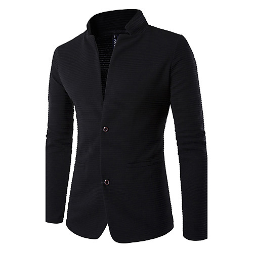

Men's Blazer Going out Fall Regular Coat Slim Streetwear Jacket Long Sleeve Solid Colored Basic Black / Business Casual
