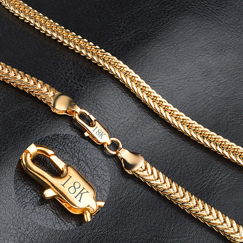 

Men's Chain Necklace Foxtail chain franco chain Mariner Chain Fashion 18K Gold Plated Gold Plated Yellow Gold Golden Necklace Jewelry For Party Wedding Casual Daily