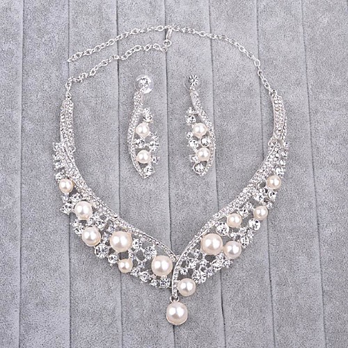 

Women's Imitation Pearl / Rhinestone Jewelry Set - Include Silver For Wedding