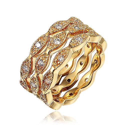 

Women's Ring Rings Set AAA Cubic Zirconia 3pcs Gold White 18K Gold Plated Gold Plated Wedding Party Jewelry