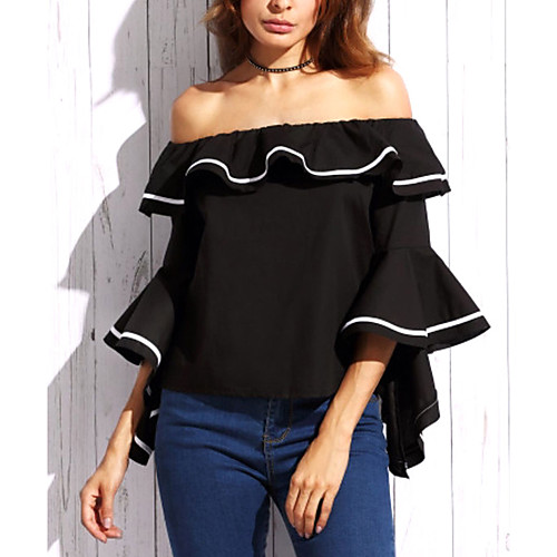

Women's Blouse Solid Colored Daily Tops Cotton Streetwear White Black