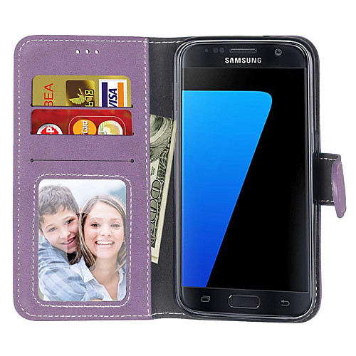 

Case For Samsung Galaxy S7 edge / S7 / S6 edge Wallet / Card Holder / Flip Full Body Cases Solid Colored Hard PU Leather