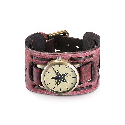 

Women's Fashion Watch Bracelet Watch Wrist Watch Quartz Water Resistant / Water Proof Leather Band Analog Vintage Bohemian Bangle Black / Red - Black Dark Red