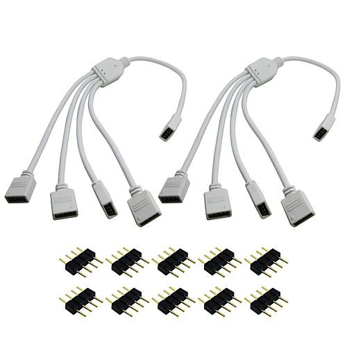

2PCS/Lot 1 to 4 Ports Female Connection Cable 4 Pin Splitter for LED Color Changing Strip Lights get free 10Pcs Pins