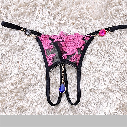 

Women's Lace Floral G-strings & Thongs Panties Low Waist Erotic Fuchsia One-Size