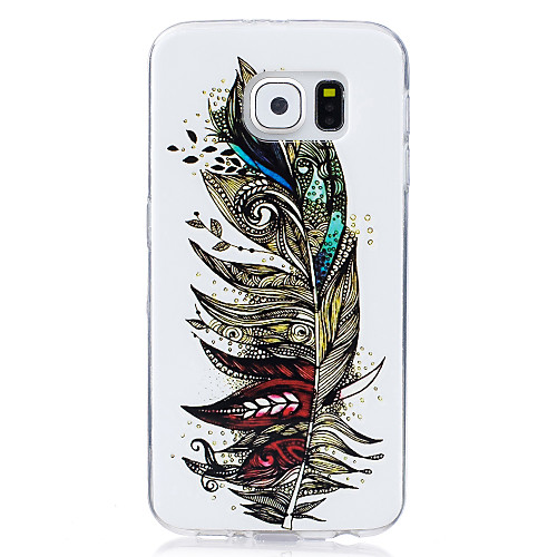 

Case For Samsung Galaxy S7 edge / S7 / S6 edge Glow in the Dark / IMD / Pattern Back Cover Feathers Soft TPU
