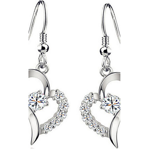 

Women's AAA Cubic Zirconia Drop Earrings Love Ladies Luxury European Fashion Sterling Silver Zircon Cubic Zirconia Earrings Jewelry White / Purple For Party Daily Casual / Rhinestone