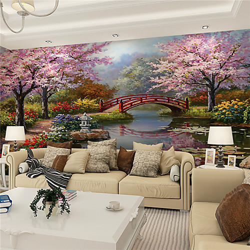 

Mural Wallpaper Wall Sticker Covering Print Adhesive Required 3D Effect Garden Flower River Canvas Home Décor
