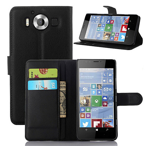 

Case For Nokia Lumia 520 / Nokia Lumia 630 / Nokia Lumia 950 Wallet / Card Holder / with Stand Full Body Cases Solid Colored Hard PU Leather