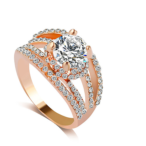 

Ring Gold Silver Rhinestone Imitation Diamond Alloy Luxury 6 7 8 9 10 / Women's / Wedding / Party