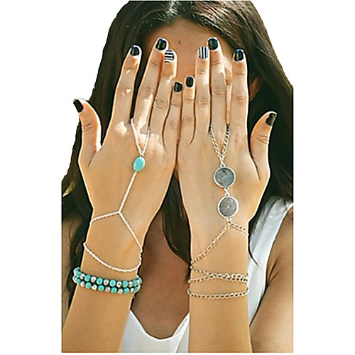

Women's Turquoise Charm Bracelet Ring Bracelet / Slave bracelet Slaves Of Gold Ladies Unique Design Fashion Turquoise Bracelet Jewelry Bronze / Golden / Silver For Party Casual Daily Cosplay Costumes