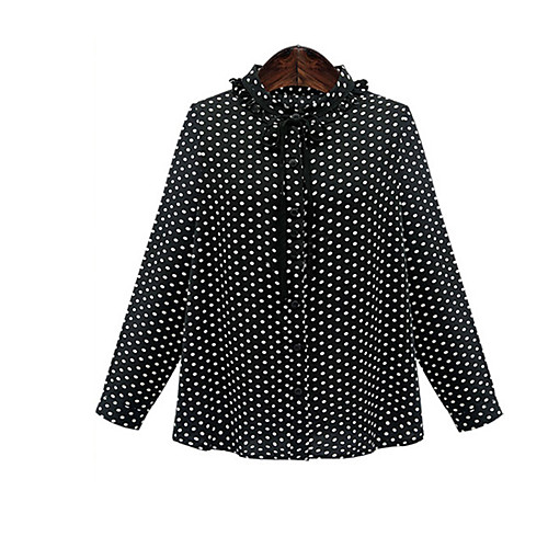 

Women's Shirt Polka Dot Long Sleeve Daily Tops Casual White Black