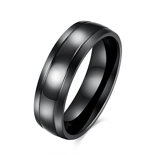 

Men's Ring Black Stainless Steel Titanium Steel Tungsten Steel European Initial engineering Party Daily Jewelry