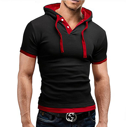 

Men's T shirt Shirt Graphic Solid Colored Short Sleeve Daily Tops Active Shirt Collar Wine Red Black / Summer