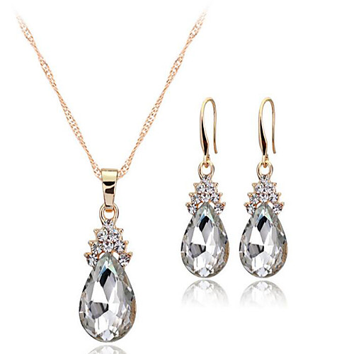 

Women's Crystal Jewelry Set Solitaire Drop Ladies European Earrings Jewelry White / Red / Blue For Party Wedding Daily