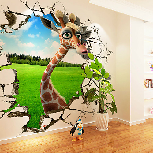 

Nursery Mural Wallpaper Wall Sticker Covering Print Adhesive Required 3D Effect Giraffe Animal Home Décor Canvas
