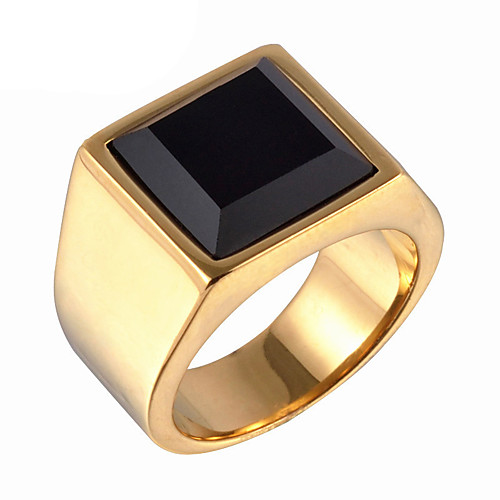 

Statement Ring Emerald Cut Gold Silver Synthetic Gemstones Vintage 8 9 10 11 12 / Titanium Steel / Men's