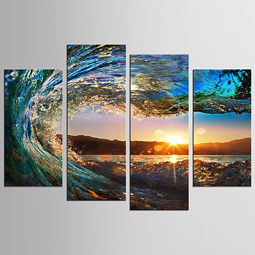 

4 Panel Wall Art Canvas Prints Painting Artwork Picture Landscape Sea Surf Home Decoration Décor Stretched Frame / Rolled