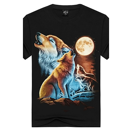 

Men's T shirt Animal Print Short Sleeve Daily Tops Streetwear Punk & Gothic Black