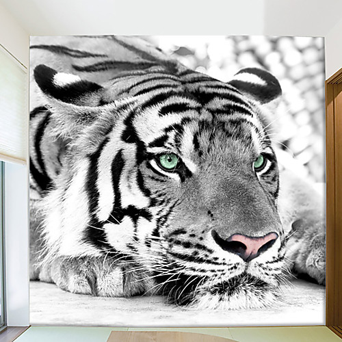 

Mural Wallpaper Wall Sticker Covering Print Adhesive Required 3D Effect Tiger Animal Canvas Home Décor