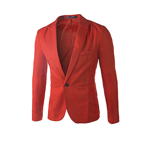 

Men's Blazer Daily Work Solid Colored Slim Polyester Men's Suit Red / Navy Blue / Pink - Notch lapel collar / Fall / Winter / Long Sleeve / Plus Size