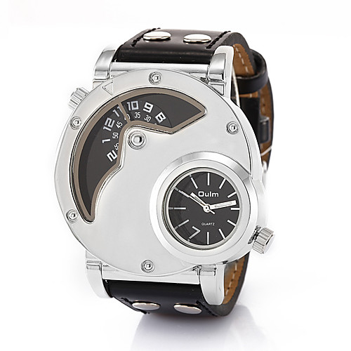 

Men's Sport Watch Fashion Watch Military Watch Quartz Genuine Leather Multi-Colored Dual Time Zones Analog Casual Vintage Steampunk - White Black Brown One Year Battery Life / Stainless Steel