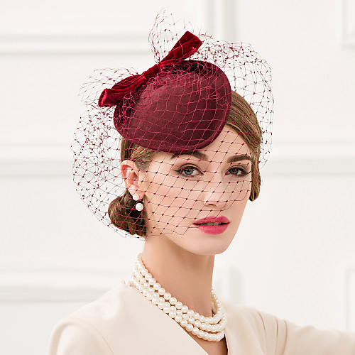 

Wool / Net / Velvet Kentucky Derby Hat / Fascinators / Headwear with Bowknot / Net 1pc Wedding / Special Occasion / Casual Headpiece
