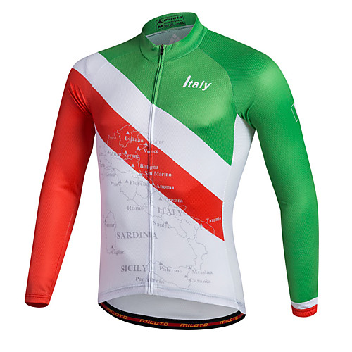 

Miloto Men's Long Sleeve Cycling Jersey Stripes Bike Shirt Sweatshirt Jersey Mountain Bike MTB Road Bike Cycling Breathable Quick Dry Reflective Strips Sports 100% Polyester Clothing Apparel