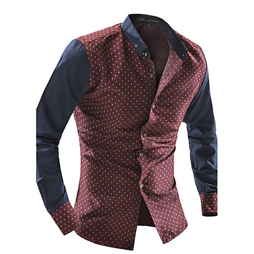 

Men's Polka Dot Shirt Daily Wine / White / Navy Blue / Long Sleeve