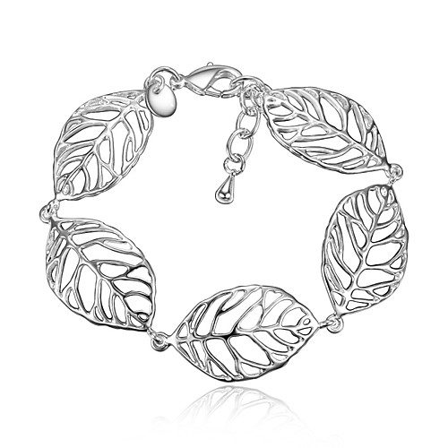 

Women's Chain Bracelet Leaf Vintage Fashion Sterling Silver Bracelet Jewelry Silver For Wedding Party Birthday Gift