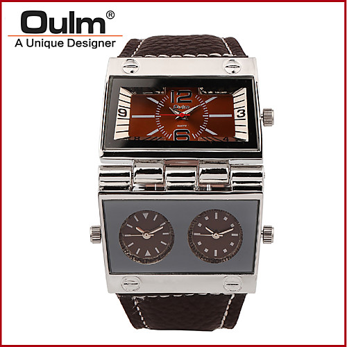 

Men's Wrist watch Military Watch Fashion Watch Sport Watch Quartz Calendar / date / day Dual Time Zones Genuine Leather Band Luxury