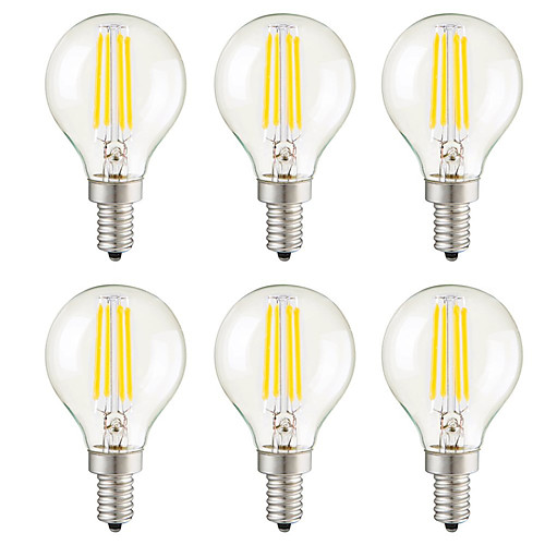

KWB 6pcs 3 W LED Filament Bulbs 400 lm E14 E12 E26 / E27 G45 4 LED Beads COB Dimmable Decorative Warm White 220-240 V 110-130 V / 6 pcs / RoHS
