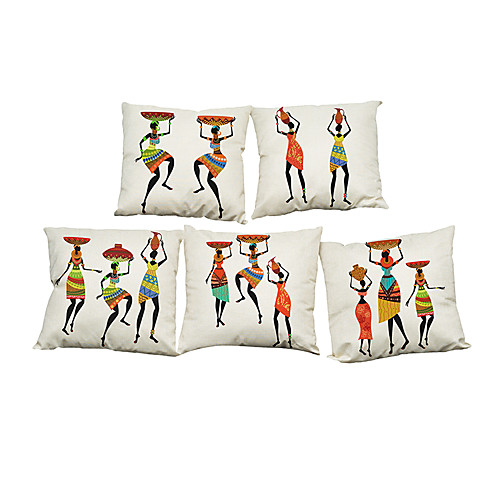 

5 pcs Linen Natural / Organic Pillow Cover Pillow Case, Solid Colored Textured Casual Retro Traditional / Classic