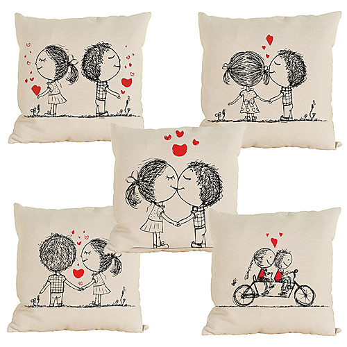 

5 pcs Linen Pillow Case, Solid Colored Textured Modern Contemporary Office / Business Traditional / Classic