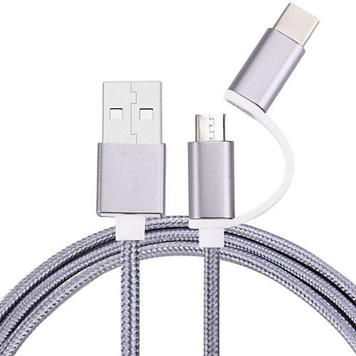 

Micro USB 2.0 / USB 2.0 / Type-C Cable &lt;1m / 3ft Braided Nylon USB Cable Adapter For Samsung / Huawei / LG