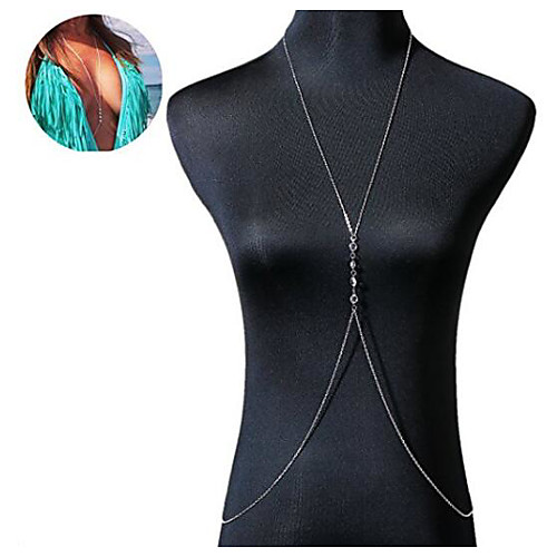 

Body Chain Harness Necklace Ladies Bikini Fashion Women's Body Jewelry For Party Beach Crossover Crystal Crystal / Rhinestone Alloy Gold Silver