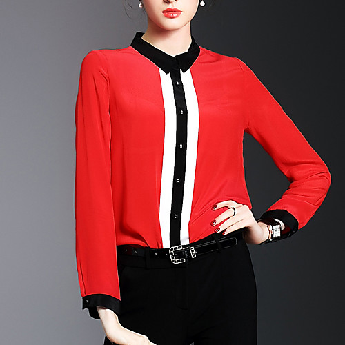

Women's Shirt Solid Colored Long Sleeve Formal Tops Streetwear Sophisticated Black Red