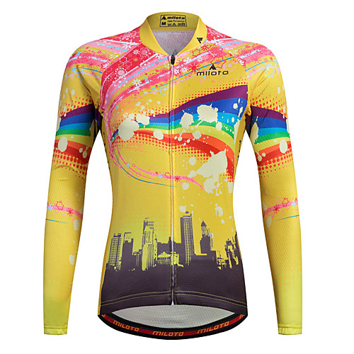 

Miloto Women's Long Sleeve Cycling Jersey Stripes Plus Size Bike Shirt Sweatshirt Jersey Mountain Bike MTB Road Bike Cycling Breathable Quick Dry Reflective Strips Sports 100% Polyester Clothing
