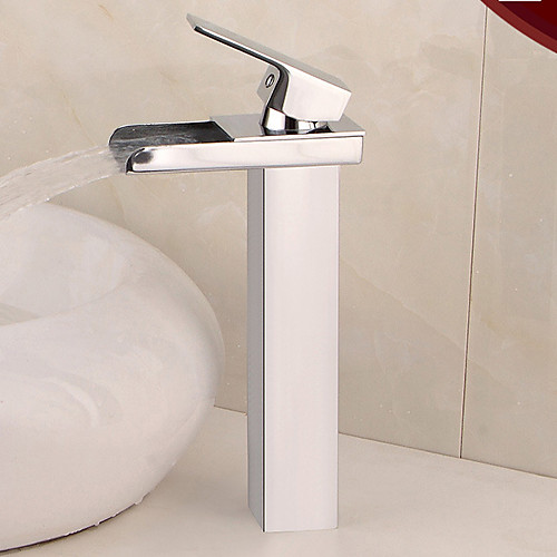 

Bathroom Sink Faucet - Waterfall Chrome Centerset One Hole / Single Handle One HoleBath Taps / Brass