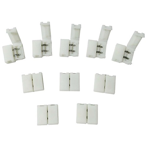 

10pcs Pack Strip to Strip Unwired Gapless Solderless Snap Down 2Pin Conductor LED Strip Connector for 8mm Wide 3528 2835 Single Color Flex LED Strips