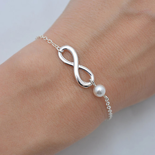 

Women's Pearl Chain Bracelet Twisted Double Infinity Friendship Ladies Simple Basic Bohemian Fashion Pearl Bracelet Jewelry Silver / Gold For Christmas Gifts Party Wedding Birthday Daily Valentine